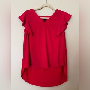 Ann Taylor Flutter Sleeve Top Pink/Coral Size M